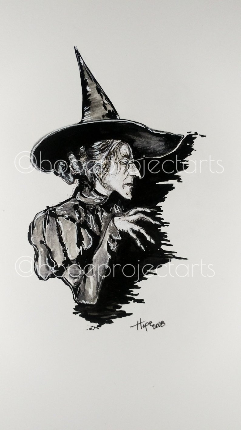 794x1412 Print Of Wicked Witch From The Wizard Of Oz Etsy - Wicked Witch Drawing
