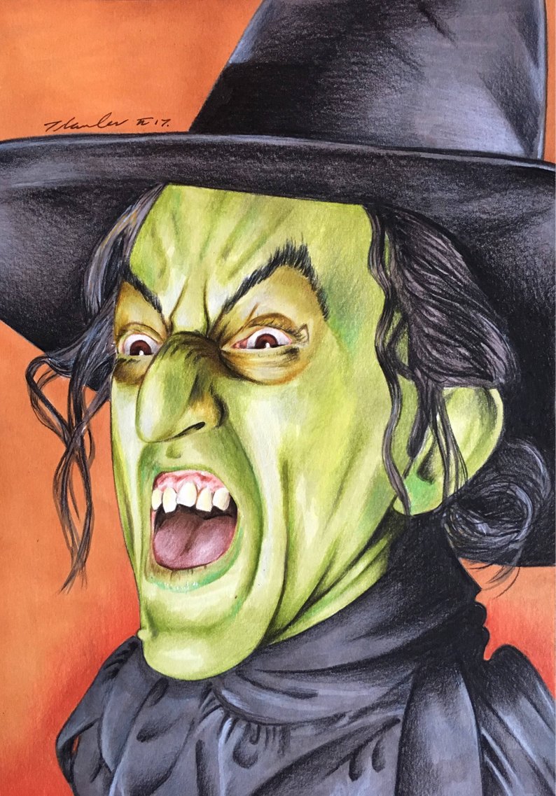 794x1137 Wicked Witch Of The West Original Drawing Fan Art The Etsy - Wicked Witch Drawing