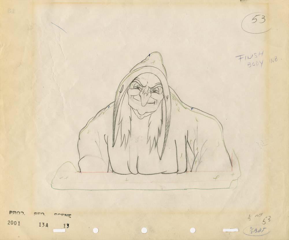 1000x833 Wicked Witch Original Production Drawing From Snow White - Wicked Witch Drawing