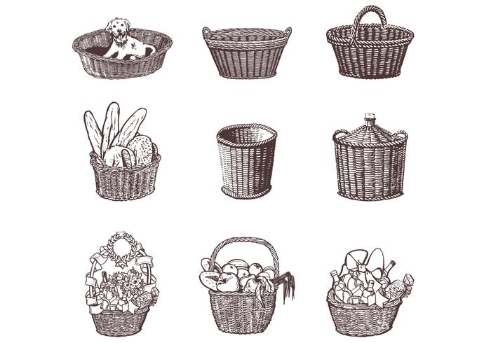700x490 drawn wicker baskets brushes - Wicker Basket Drawing