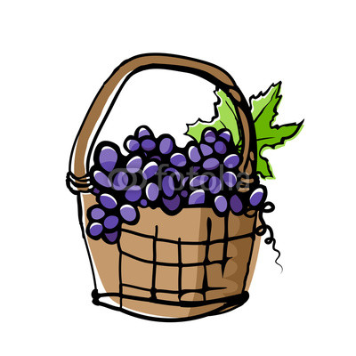 400x400 grapes in wicker basket drawing with offset effect buy photos - Wicker Basket Drawing