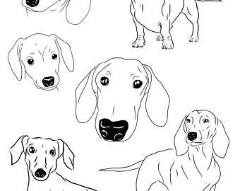 340x270 weiner dog drawing etsy - Wiener Dog Drawing