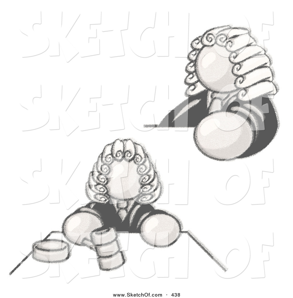 1024x1044 drawing of a sketched design mascot judge person wearing a wig - Wig Drawing