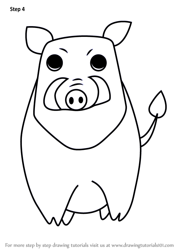 598x844 learn how to draw a wild boar for kids very easy - Wild Boar Drawing