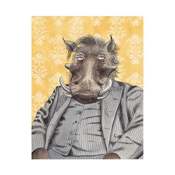 570x570 pig lover wild boar drawing warthog art fun animal print etsy - Wild Boar Drawing