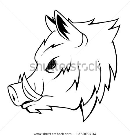 448x470 outline wild boar tattoo design - Wild Hog Drawing