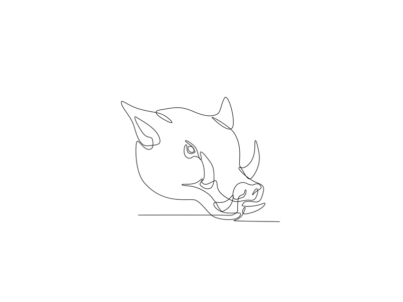800x600 wild pig head continuous line - Wild Hog Drawing
