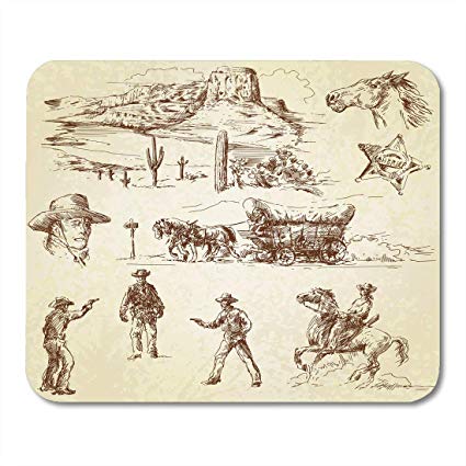 425x425 boszina mouse pads vintage western wild west cowboy - Wild West Drawing