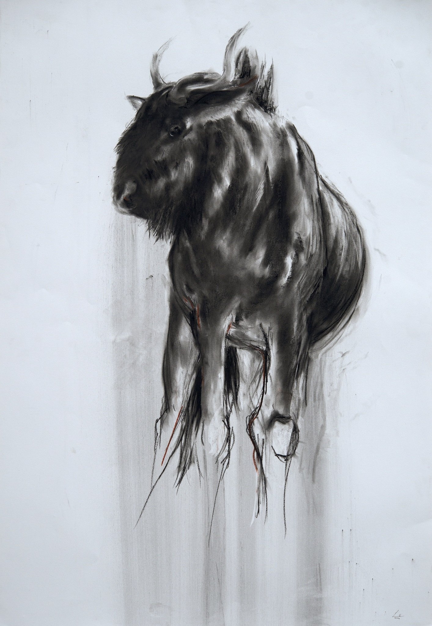 1414x2048 Kalagadi Wildebeest The Great Wall Of Art - Wildebeest Drawing