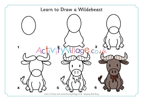 460x325 Learn To Draw A Wildebeest - Wildebeest Drawing