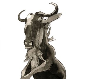 340x270 Wildebeest Drawing Etsy - Wildebeest Drawing