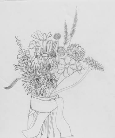 375x452 prairie wildflowers drawing - Wildflower Bouquet Drawing