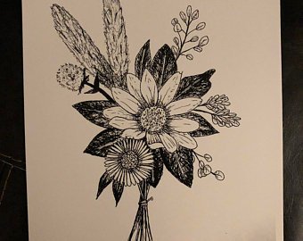 340x270 wildflower bouquet etsy - Wildflower Bouquet Drawing