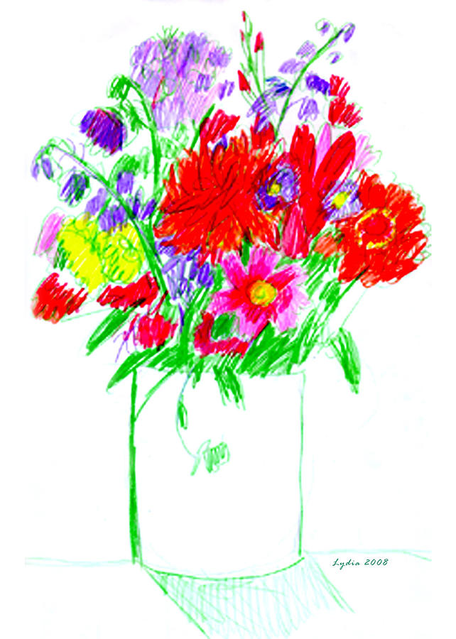 642x900 wildflowers drawing drawing - Wildflower Bouquet Drawing
