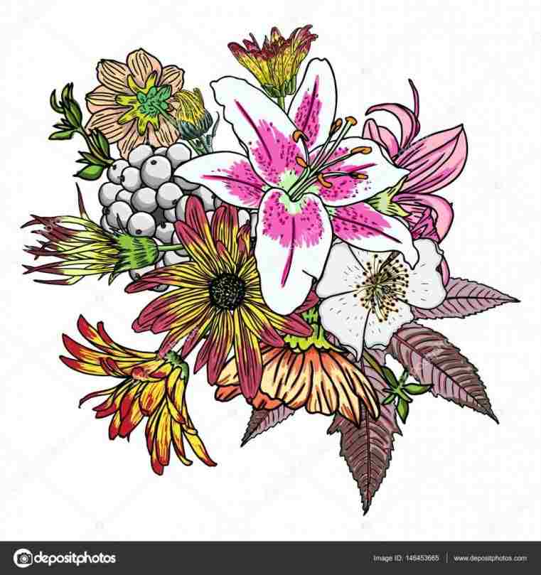 Wildflower Bouquet Drawing at Explore collection