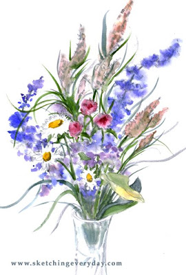 Wildflower Bouquet Drawing at PaintingValley.com | Explore collection ...