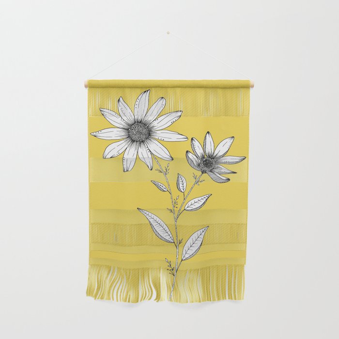 700x700 wildflower line drawing botanical art wall hanging - Wildflower Drawing