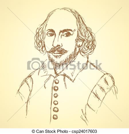 450x470 sketch william shakespeare portrait in vintage style, vector - William Shakespeare Drawing