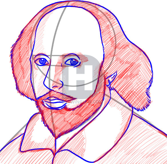 584x573 how to draw shakespeare, step - William Shakespeare Drawing