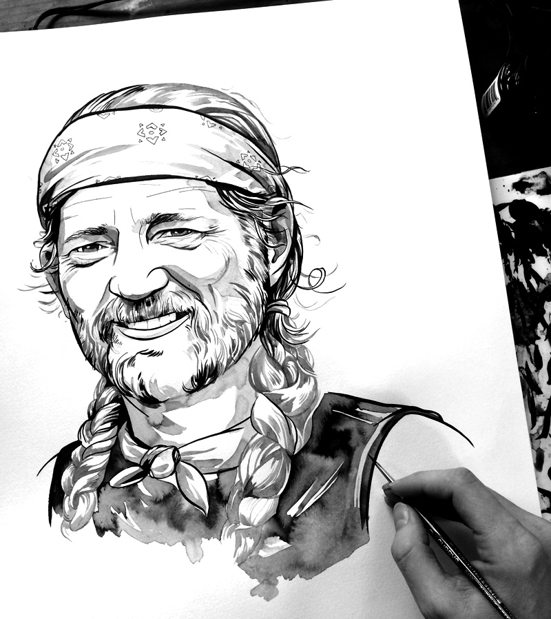 800x898 Willie For President Sxsw Stag Mural Jacqui Oakley - Willie Nelson Drawing
