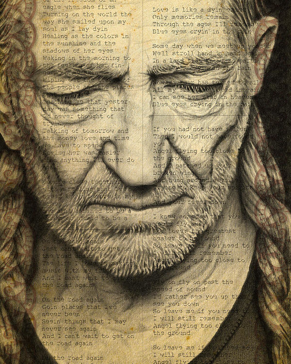 600x750 Willie Nelson Drawing Poster - Willie Nelson Drawing