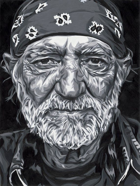 570x759 Willie Nelson Original Oil Painting High Quality Print Etsy - Willie Nelson Drawing