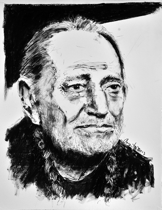562x730 Willie Nelson Drawing Frank Argento - Willie Nelson Drawing