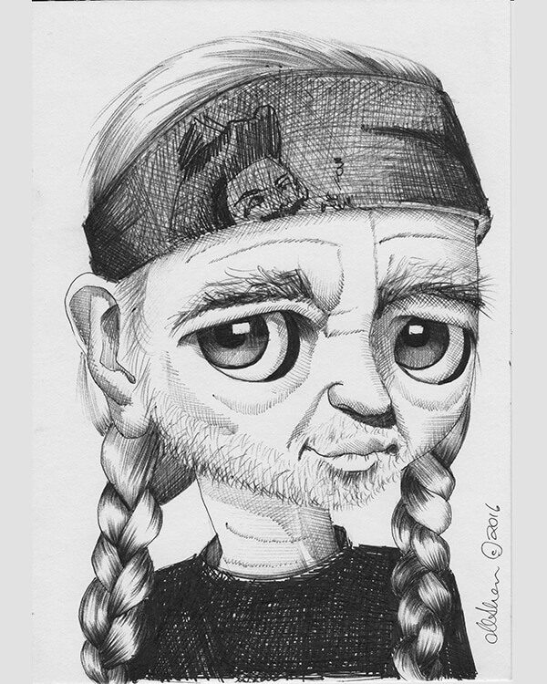 600x750 Willie Nelson Fox And Doll Baby - Willie Nelson Drawing