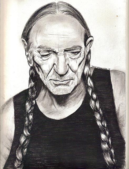 490x640 Jodie Hammonds Artwork Willie Nelson Original Drawing Charcoal - Willie Nelson Drawing