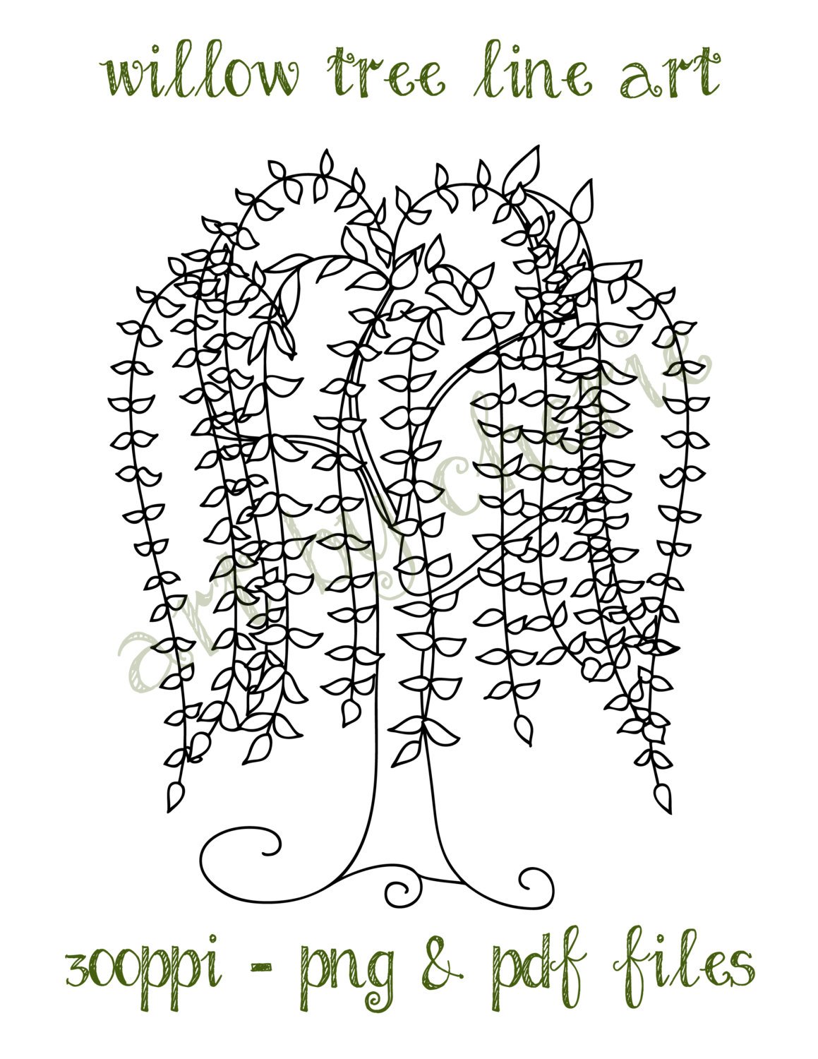 1159x1500 willow tree line art willow tree clip art png and pdf etsy - Willow Tree Line Drawing