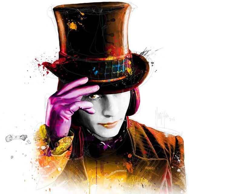 750x640 willy wonka, mixed media - Willy Wonka Drawing