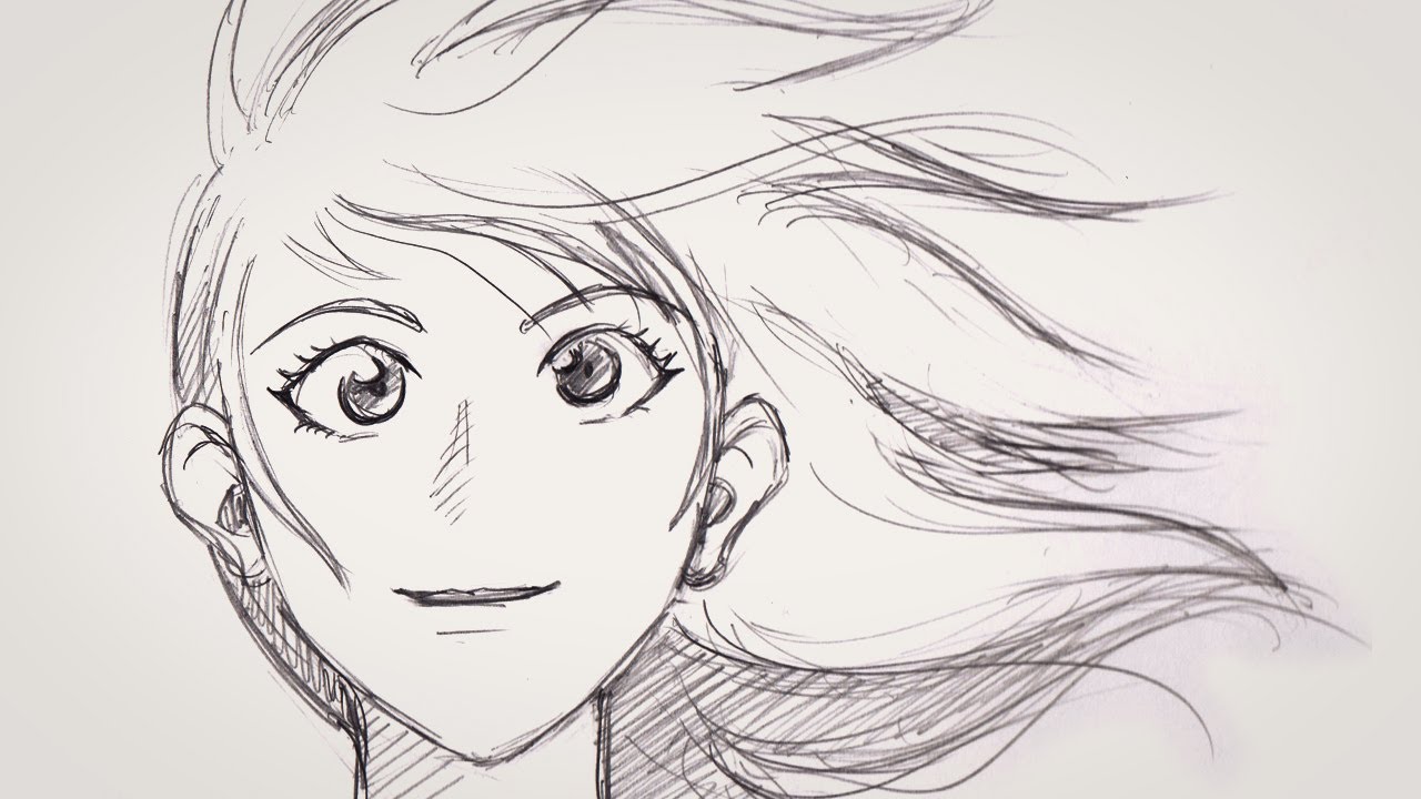 1280x720 How To Draw Hair Blowing In The Wind - Wind Blowing Drawing