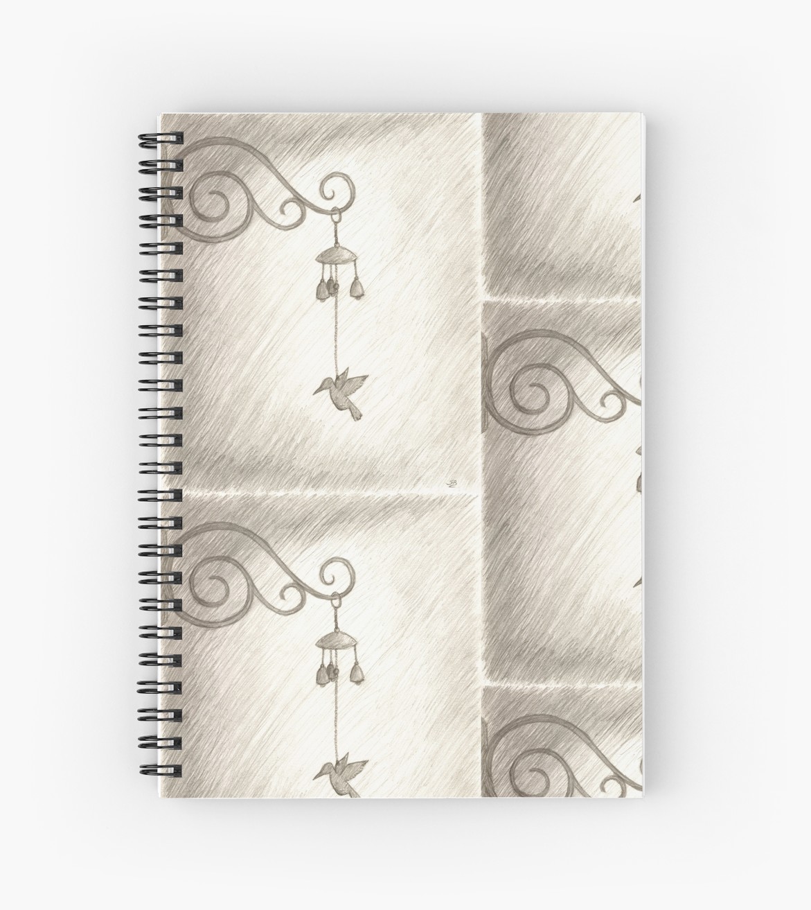 1171x1313 hummingbird wind chime, pencil drawing spiral notebooks - Wind Chime Drawing
