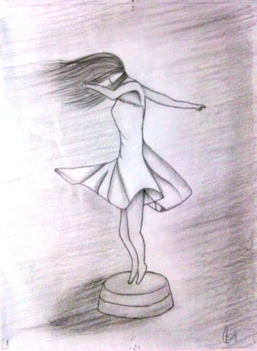 375x512 girl dancing with the wind drawing - Wind Drawing