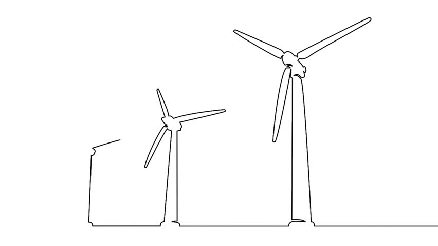 852x480 wind mill line drawing stock video footage - Wind Energy Drawing