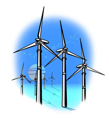 382x450 Stock Illustration - Wind Power Drawing
