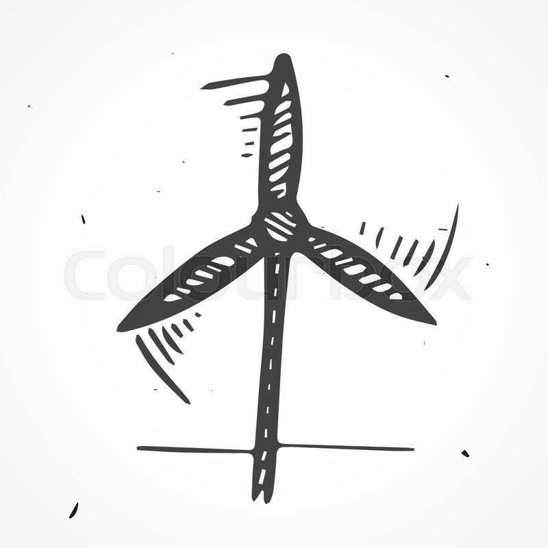 800x800 Vector Hand Drawn Wind Energy Power, Stock Vector Colourbox - Wind Power Drawing