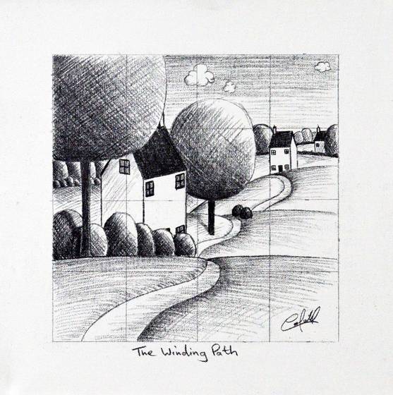 557x560 The Winding Path Paul Corfield Castle Fine Art - Winding Path Drawing