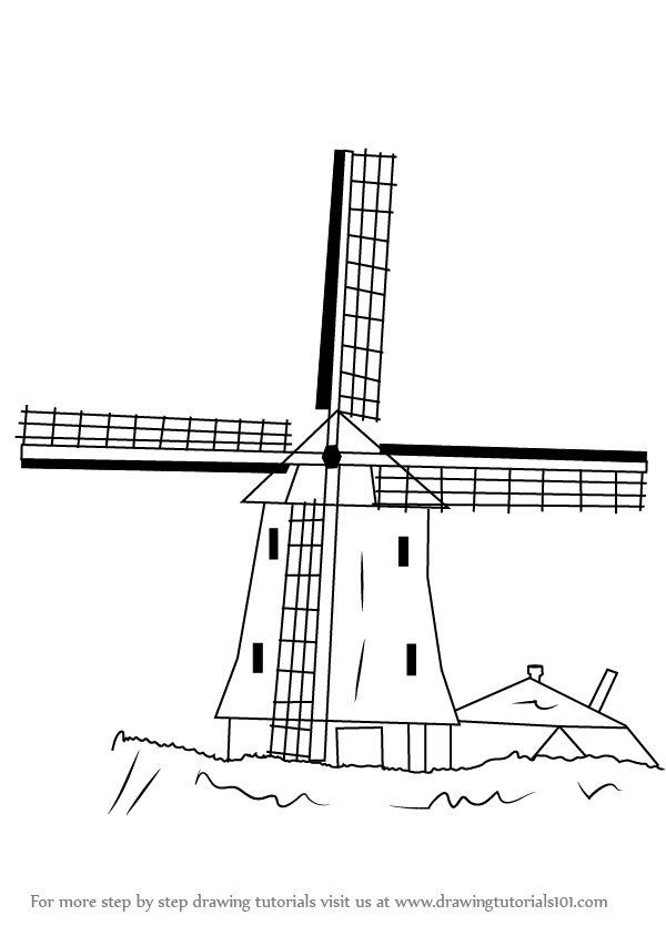 600x844 learn how to draw a windmill - Windmill Drawing
