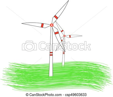 450x389 modern windmill turbines generating renewable green energy drawing - Windmill Drawing