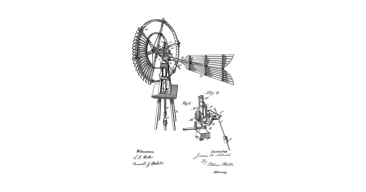 1200x630 windmill vintage patent hand drawing - Windmill Drawing