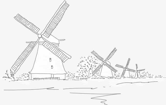 650x414 line drawing big windmill, line clipart, windmill clipart - Windmill Line Drawing