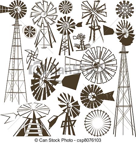 448x470 windmill collection a clip art collection of various windmills - Windmill Line Drawing