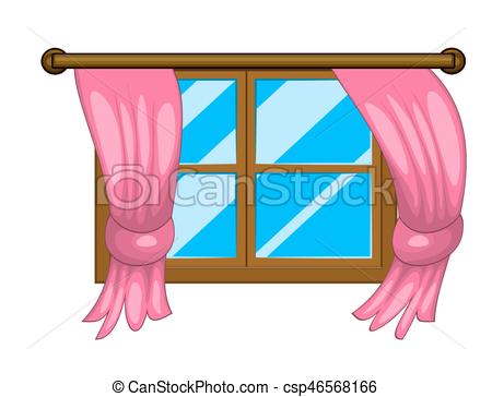 450x364 Cartoon Window With Curtains Vector Symbol Icon Design Clip - Window Curtain Drawing