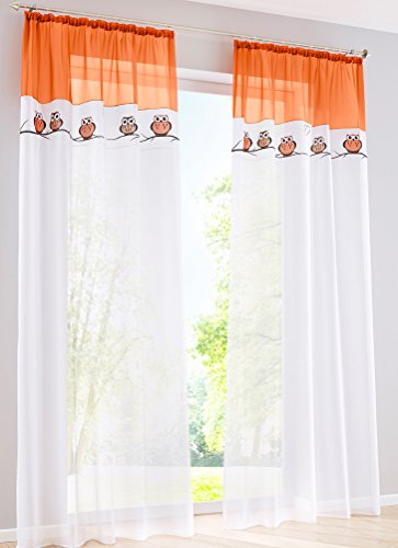 363x500 livebycare owls embroidery sheer window curtain panel drape - Window Curtain Drawing