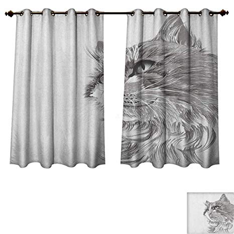 466x466 Animal Blackout Thermal Backed Curtains For Living - Window Curtain Drawing