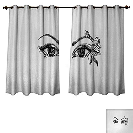 425x425 Anzhouqux Eyelash Blackout Thermal Backed Curtains - Window Curtain Drawing