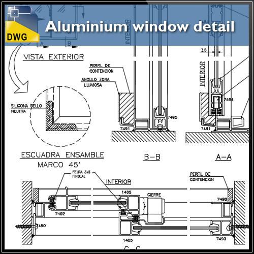 500x500 Aluminium Window Detail And Drawing In Autocad Dwg Cad - Window Drawing