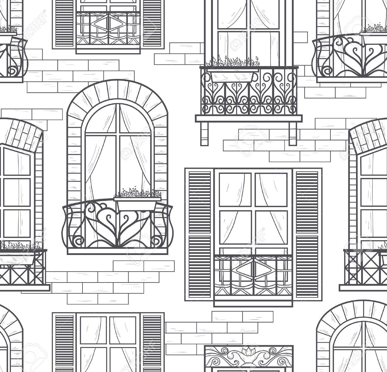 1300x1252 Paris Window Drawing - Window Drawing