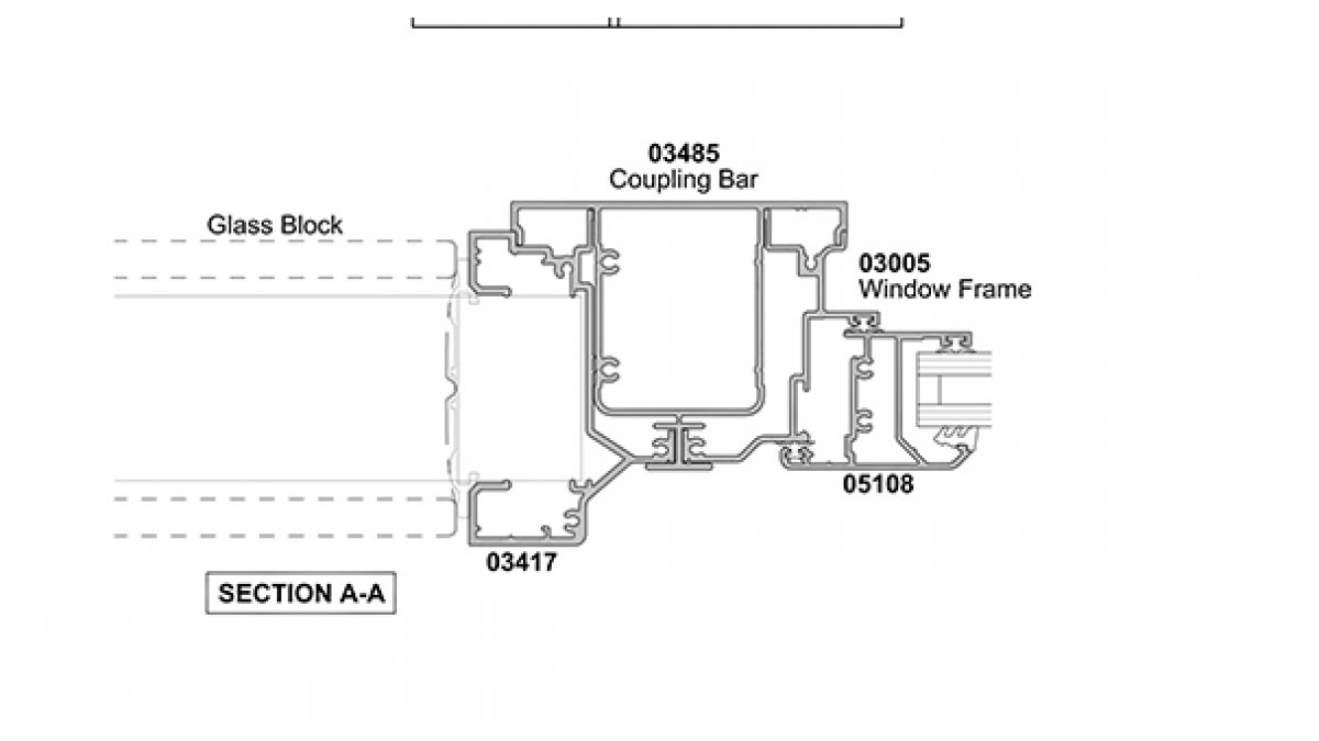 1200x675 Vantage Residential Glass Blocks - Window Frame Drawing